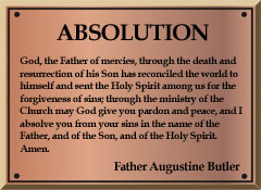 An example of Father Butler's laminated absolution card